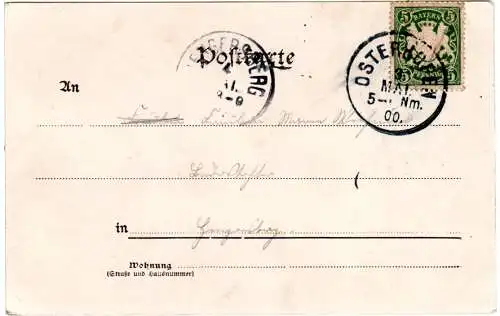 Gruss aus Osterhofen, 1900 gebr. sw-AK