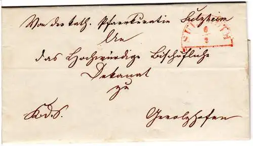 Bayern 1844, roter HKS Sulzheim auf sauberem Brief n. Gerolzhofen