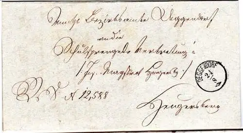 Bayern 1869, Zier-K1 Deggendorf klar auf Brief n. Hengersberg 