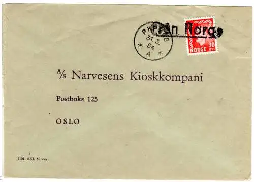 Norwegen 1954, Schweden Bahnpost Fran Norge u. PKP 308 auf Antwortbrief m 30 öre