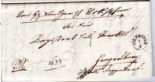 Bayern 1837, Fingerhut Stpl. Vilshofen klar auf Brief n. Hengersberg 