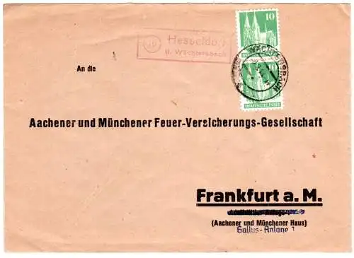 1948, Landpost Stpl. 10 HESSELDORF über Wächtersbach auf Brief m. 2x10 Pf.