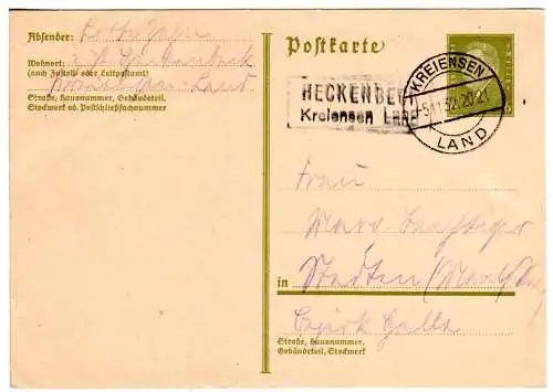 DR 1932, Landpost Stpl. HECKENBECK Kreiensen Land auf 6 Pf. Ganzsache