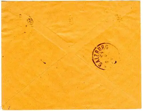 Österreich Post i.d. Levante 1892, 5x8 P./2 Kr auf Brief v. Salonich n. Salzburg