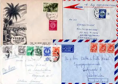 Isreal 1953/62, 8 Briefe, meist Luftpost m. interessanten Anschriften i.d. BRD