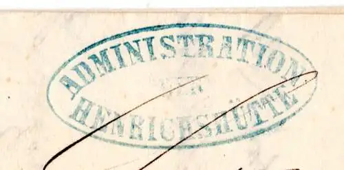 Preussen 1858, R2 Hattingen auf Porto Brief d. Henrichshütte n. Blankenstein 