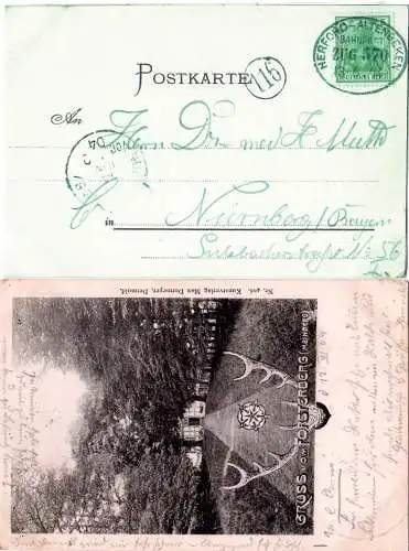 Gruss vom Försterberg (Meinberg), 1904 m. Bahnpost gebr. sw-AK