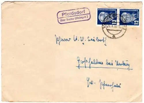 DDR 1953, Landpost Stpl. PFERDSDORF über Vacha (Rhöngeb) auf Brief m. 2x12 Pf.