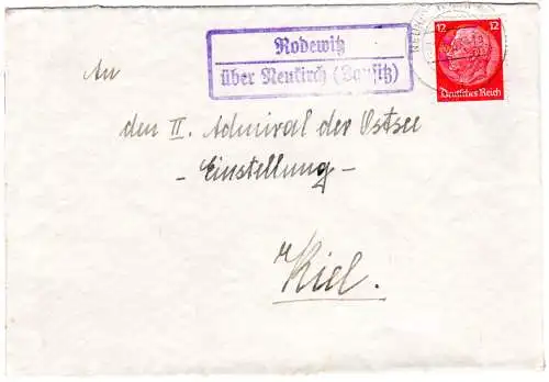 DR 1937, Landpost Stpl. RODEWITZ über Neukirch (Lausitz) auf Brief m. 12 Pfg.