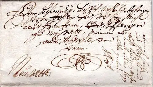 Bayern 1756, schöner gesiegelter Schnörkelbrief v. Neustadt a. Aisch