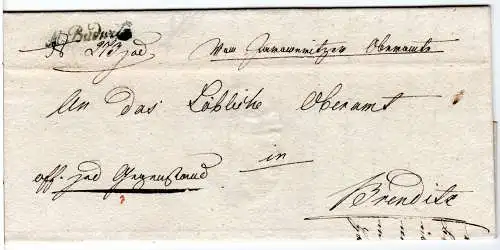 Österreich 1842, Schreibschrift-L1 M. Budwitz auf Brief n. Brenditz