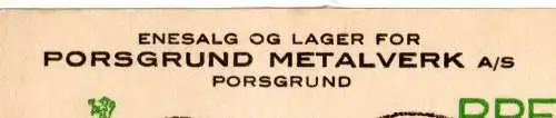 Norwegen 1930, 10 öre Ganzsache m. Zusatzfr. u. Porsgrund Metalverk-Zudruck 