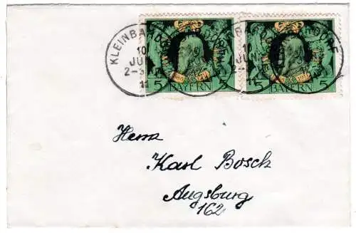 Bayern 1911, 2x5 Pf. Regierungsjubiläum auf Brief m. K1 Kleinbardorf (Ufr.)