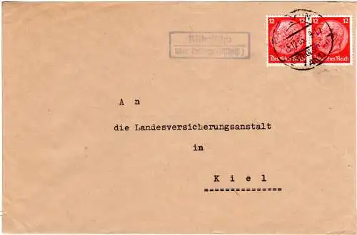 DR 1935, Landpost Stpl. KÜKELÜHN über Lensahn auf Brief m. 2x12 Pf. 