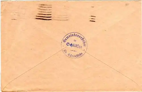 DR 1936, Landpost Stpl. SCHILKSEE über Kiel auf Bürgermeister Brief m. 12 Pf.