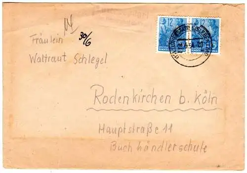 DDR 1954, Landpost Stpl. LÜTTCHENDORF über Lut...Eisleben auf Brief m. 2x12 Pf. 