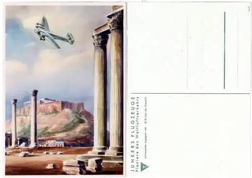 Junkers G 38 über der Akropolis (Griechenland), ungebr. Farb-AK