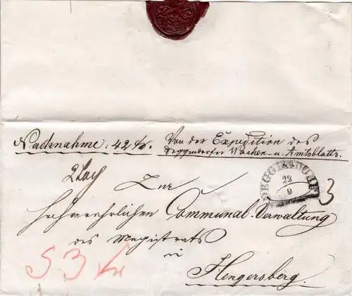 Bayern, HKS Deggendorf auf Nachnahme Brief n. Hengersberg.