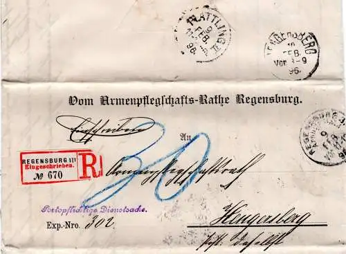 Bayern 1898, Portopflichtige Dienstsache Reko v. Regensburg n. Hengersberg