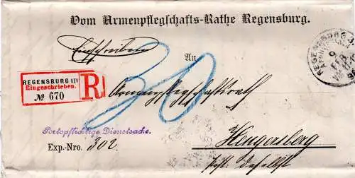 Bayern 1898, Portopflichtige Dienstsache Reko v. Regensburg n. Hengersberg