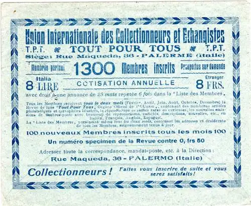 Italien 1921, 5 C. auf Reklameumschlag als Drucksache v. Palermo n. Norwegen