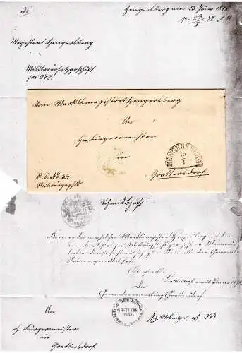 Bayern 1878, HKS Hengersberg auf Brief n. Grattersdorf m. Bürgermeisterunterschr