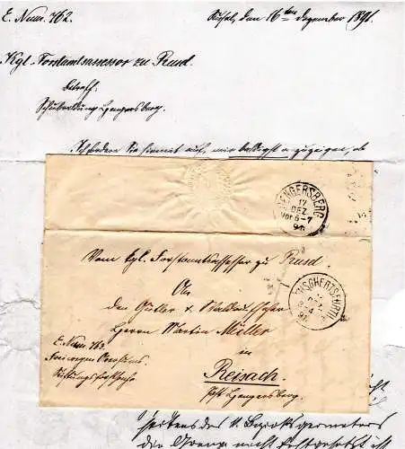 Bayern 1882, K1 Euschertsfurth auf Gemeinde Brief v. Rusel n Reisach Hengersberg