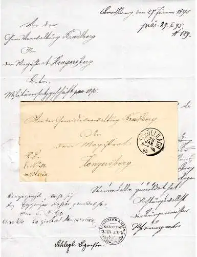 Bayern 1895, K1 Schöllnach auf Brief v. Bradlberg n. Hengersberg