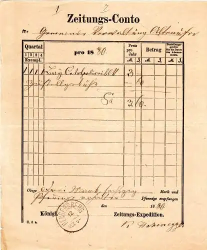 Bayern 1865/72, 3 Zeitungs-Conto Postscheine m. versch. Stempeln v. Hengersberg