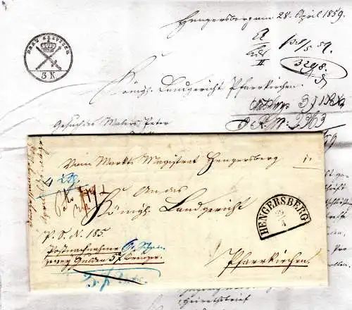 Bayern 1859, HKS Hengersberg auf Nachnahme Brief m. Scheingebühr n. Pfarrkirchen