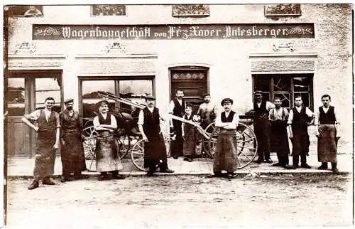 Franz Xaver Antesberger, Wagenbaugeschäft, angeblich Deggendorf, ungebr. Foto-AK