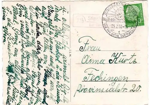 BRD 1956, Landpost Stpl. 22b STIPSHAUSEN über Idar-Oberstein auf Karte m. 10 Pf