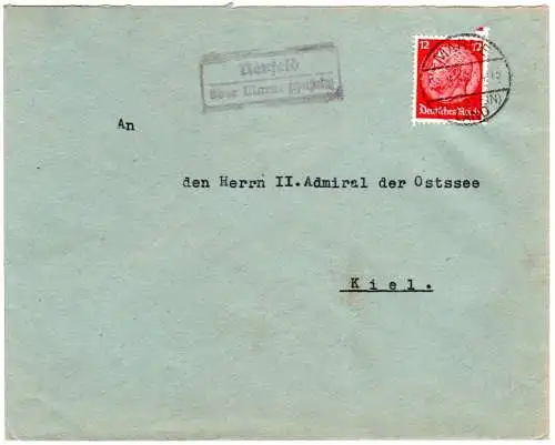 DR 1936, Landpost Stpl. Neufeld über Marne (Holstein) auf Brief m. 12 Pf.