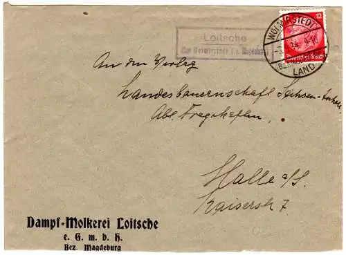 DR 1934, Landpost Stpl. LOITSCHE über Wolmirstedt auf Brief m. 12 Pf.