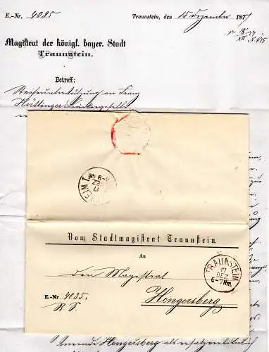 Bayern 1877, K1 Traunstein auf Magistrats Brief n. Hengersberg