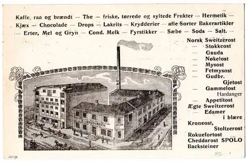 Norwegen P57, gebr. 5 öre Ganzsache m. rücks. Zudruck B.I. Brodersen Trondheim