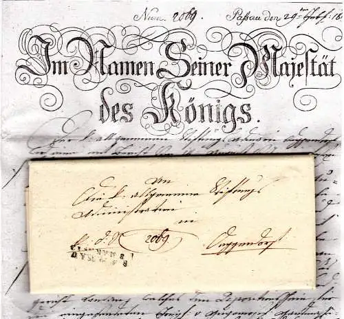 Bayern 1812, L2 R.4. Passau auf gedrucktem königlichem Brief n. Deggendorf