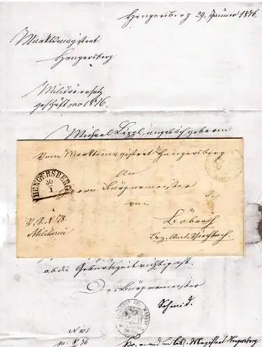 Bayern 1876, HKS Hengersberg auf Brief m. Bürgermeisterunterschrift n. Böbrach