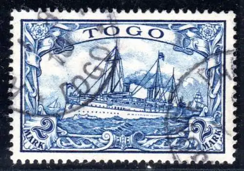 Togo 17, sauber gebr. 2 Mk. m. Stempel Agome Palime. Geprüft.