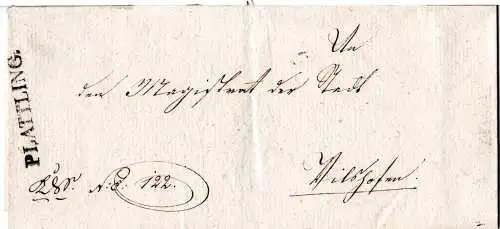 Bayern 1832, L1 Plattling auf  Brief n. Vilshofen.