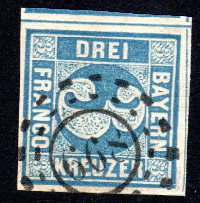 Bayern, oMR 668 Haidhof klar auf breitandiger 3 Kr. blau