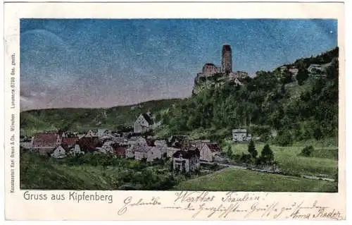 Gruss aus Kipfenberg, 1906 gebr. Luna-AK