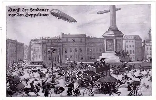 Zeppelin, Angst der Londoner vor den Zeppelinen, ungebr. sw-AK