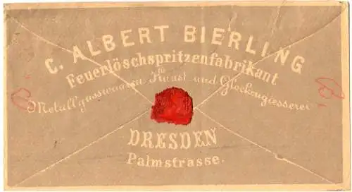 NDP 1871, 1/2 Gr. auf Reklame-Ziercouvert v. Dresden m. Sachsen-K2 Stadtpost