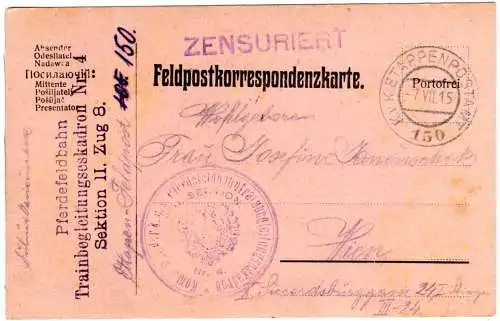 Österreich 1915, KuK Etappen PA 150, Pferdefeldbahn, Trainbegleitungseskadron