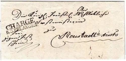 Bayern 1805, L1 R.3. Erlangen u. CHARGÉ auf Franko Brief n. Neustadt a. Aisch