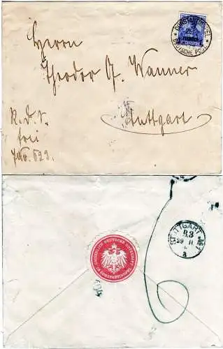 DP Türkei 1901, 1 Pia./20 Pf. auf Konsulatsbrief v. Constantinopel n. Stuttgart