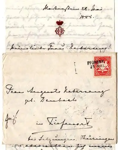 Bayern 1888, Aushilf-L2 PFÖRRING auf Adels Brief m. kpl. Inhalt u. Unterschrift