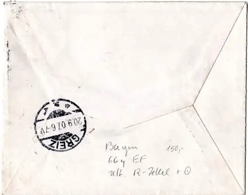 Bayern 1907, 30 Pf. auf Einschreiben Brief m. Pfalz-K1 NUENSCHWEILER