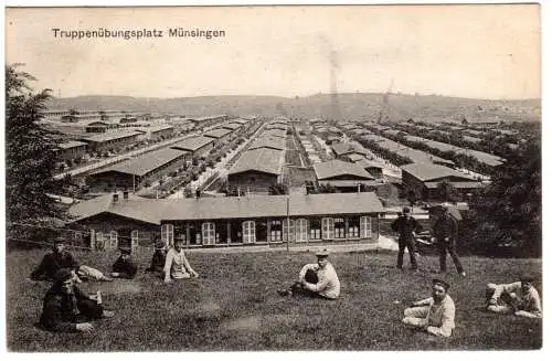 Münsingen, Truppenübungsplatz m. Baracken, 1909 gebr. sw-AK